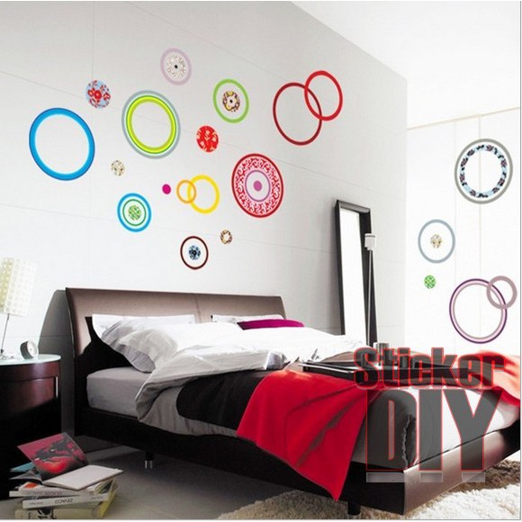 transparent-wall-sticker-สติ๊กเกอร์ติดผนัง-color-circle-art-กว้าง215cm-xสูง95cm