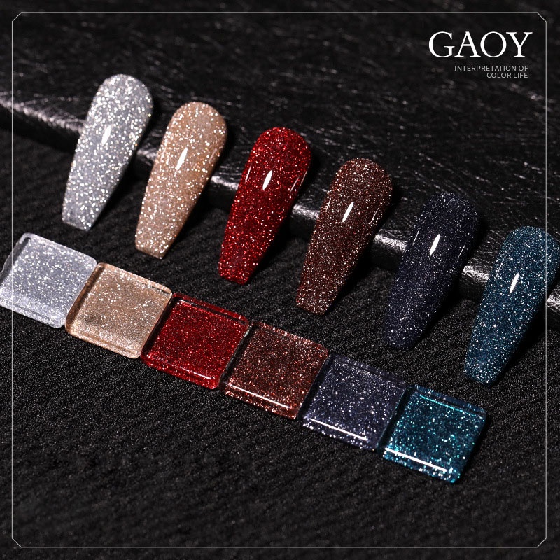 รูปภาพสินค้าแรกของสีเจลGAOY สีเจลแฟลชไดมอนด์กลิตเตอร์ รุ่น Flash Daimond Glitter ต้องอบ รหัสสีE422-431 ไม่ต้องเปิดแฟลชก็วิปวัปทุกแสงกระทบ