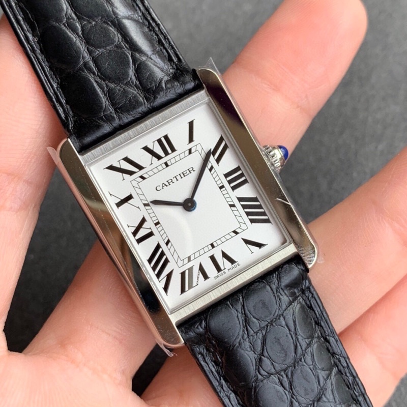 พรี-cartier-tank-2size-นาฬิกาแบรนด์เนม-นาฬิกา-ผู้หญิง-นาฬิกาควอตซ์-เพชร-สายนาฬิกาหนังจระเข้