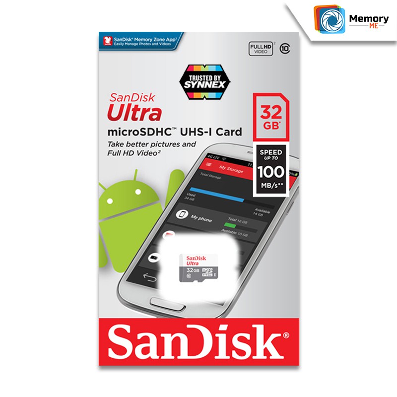 ภาพสินค้าSANDISK เมมโมรี่การ์ด Micro SD card Ultra 32 GB  Class10, (SDSQUNR-032G-GN3MN) memory card ของแท้ จากร้าน memoryme_official_shop บน Shopee ภาพที่ 4