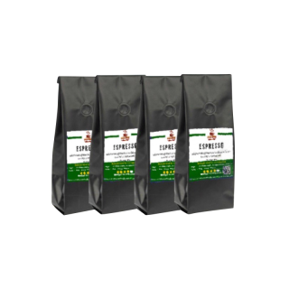 (กรอกโค้ด DDDMUSTD ลด 60.-) เมล็ดกาแฟคั่ว โรบัสต้า สูตร Espresso 1 kg. (250g. x 4 ถุง) เข้ม หอม โดนใจ 