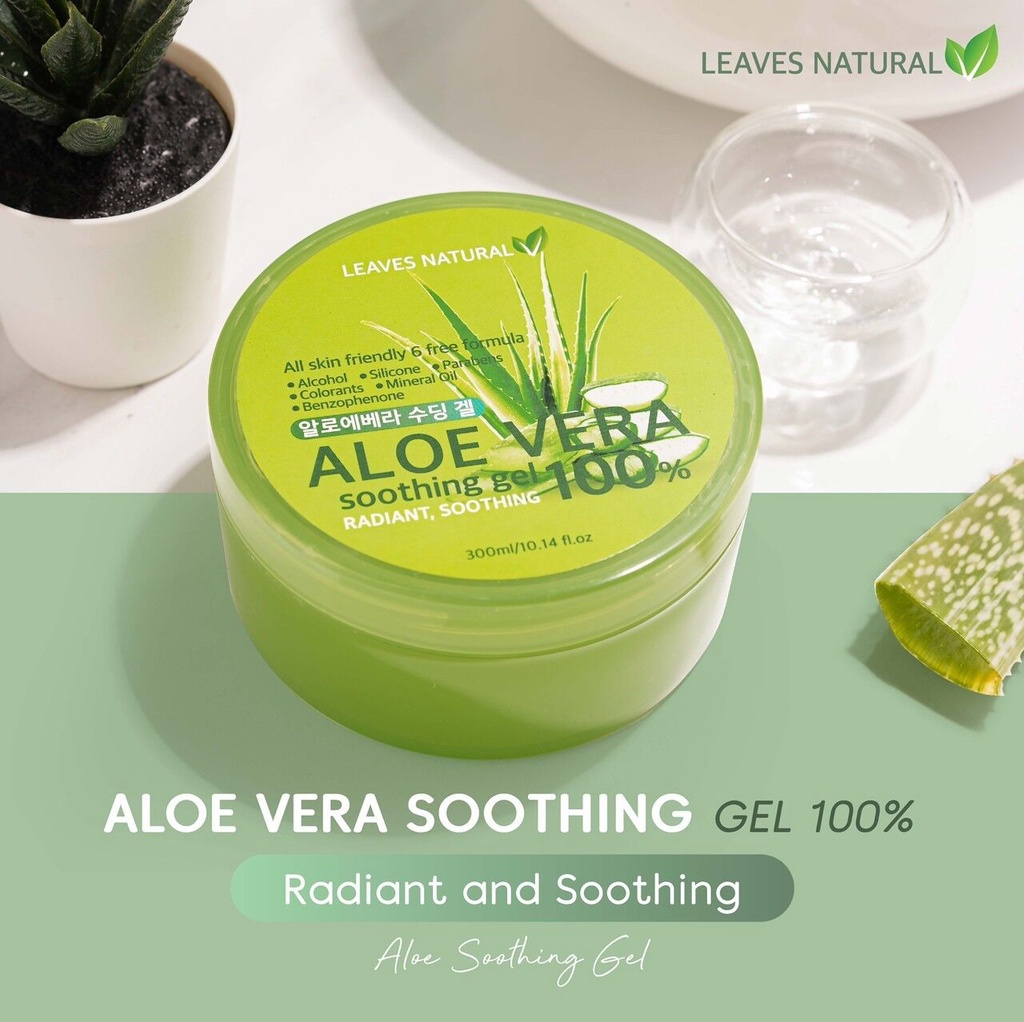 ภาพอธิบายเพิ่มเติมของ Leaves Natural Aloe Vera Soothing Gel 100% 300ml.