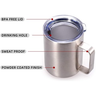 แก้วน้ำสแตนเลส เก็บอุหภูมิมีหูจับ Tumbler stainless steel handle 10oz