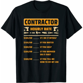 เสื้อยืดโอเวอร์ไซส์ใหม่ เสื้อยืดลําลอง แขนสั้น พิมพ์ลาย Contractor Hourly Rate Price Chart Labor แฟชั่นสําหรับผู้ชาย ของ