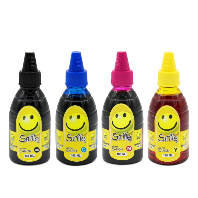 smile-หมึกเติมเทียบเท่าสำหรับเครื่องปริ้นเตอร์-canon-100ml-แบบเลือกซื้อ