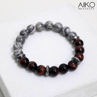 สร้อยข้อมือนำโชค The infinity♾ (Black Onyx / Red Tiger Eye)