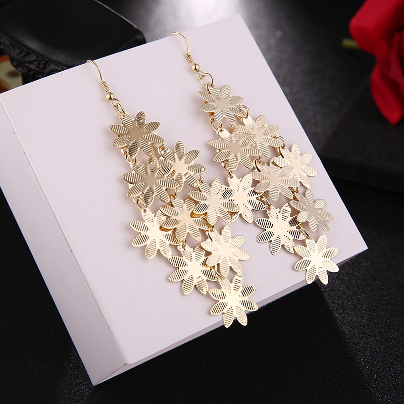 ต่างหูห้อย-รูปใบไม้-หลายใบ-สีทอง-สีเงิน-สไตล์วินเทจ-กลวง-สําหรับผู้หญิง