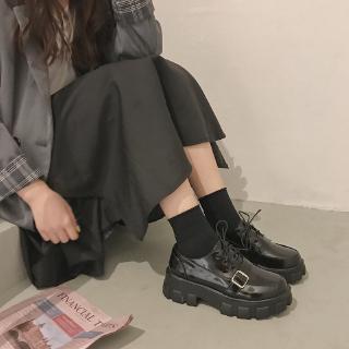ภาพขนาดย่อของภาพหน้าปกสินค้ารองเท้าแฟชั่นสตรี องเท้าหนังเล็กหญิงสไตล์อังกฤษญี่ปุ่น จากร้าน jcarambolaas บน Shopee