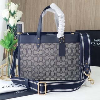 🎀 (สด-ผ่อน) กระเป๋าสะพาย สี Navy Midnight 11 นิ้ว งาน Shop Coach C3282 Field Tote 30