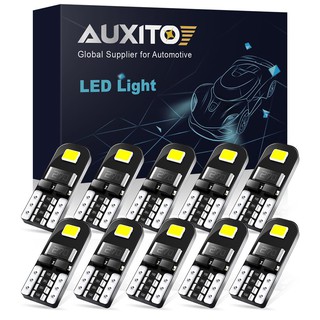 Auxito แคนบัส LED T10 W5W สีขาว สําหรับไฟอ่านหนังสือภายในรถยนต์ 2835 SMD 6000K 10 ชิ้น