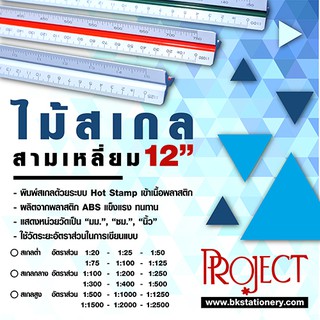 สินค้า ไม้สเกล สามเหลี่ยม 12 นิ้วProject