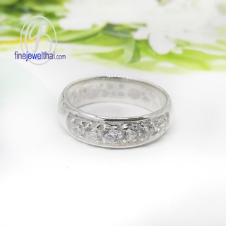 Finejewelthai แหวนเพชร-แหวนเงิน-เพชรสังเคราะห์-เงินแท้-แหวนหมั้น-แหวนแต่งงาน-Diamond CZ-Silver-Wedding-Ring - R1112cz