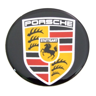 กรุณาวัดขนาดก่อนสั่งซื้อ สติกเกอร์ติดดุมล้อ Porsche ขนาด 64mm. 1 ชุดมี 4 ชิ้น Aegether