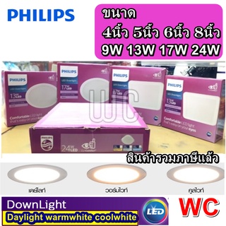 ภาพหน้าปกสินค้าPhilips ดาวน์ไลท์ Downlight LED แบรน์ฟิลลิป์ MESON(9W4นิ้ว) (13W 5นิ้ว) (17W 6นิ้ว)  (24W 8นิ้ว) เหลี่ยมและกลม ที่เกี่ยวข้อง