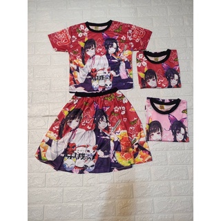 ชุดดาบพิฆาตอสูรเสื้อกระโปรงลายหน้าหลัง(6-12)ผ้าลื่น พร้อมส่ง