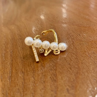 Etrendy 2022 New Fashion Letter Pearl Open Rings For Women Korean Style Personality Big Statement