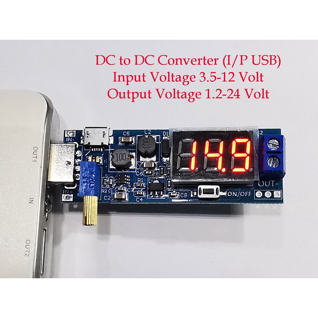 dc-dc-converter-input-3-5-12-volt-dc-output-1-2-24-volt-dc-usb-input-เพื่อความสะดวกในการต่อกับ-power-bank