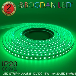 LED STRIP K-AA2835-120-GREEN DC-12V  15W/1M IP20 ยี่ห้อBOGDAN LED แอลอีดีไฟเส้นสำหรับตกแต่ง 600LED/5M 75W/5M Grade A