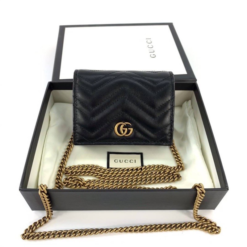 Gg marmont card case wallet with chain hot sale