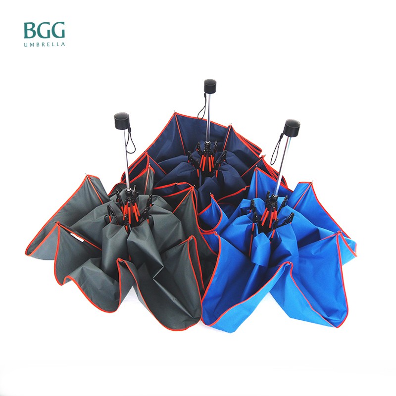 ภาพหน้าปกสินค้าBGG Windproof & Hyper Water Repellence Folding ร่มพับ กันแดด กันน้ำซึม ต้านลม ก้านร่มสีส้ม (FM1101)