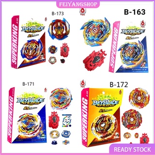 Beyblade Burst B-173 Infinite Achilles B-167 Sparking SuperKing Booster Mirage Fafnir B-172 World Spriggan B-171 Tempest Dragon B-168 Rage Longinus B-170-01 Death Diabolos Abyss Diabolos  B-169 Red and Blue Black Spark