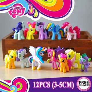 12 ชิ้น / เซต อะนิเมะ My Little Pony ฟิกเกอร์ PVC Mini Pony ตุ๊กตาของเล่นเค้ก Toppers เด็กสาวของเล่น