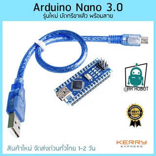 ภาพหน้าปกสินค้าArduino Nano 3.0 แบบบัดกรีขาแล้ว (มีสายUSB) ที่เกี่ยวข้อง