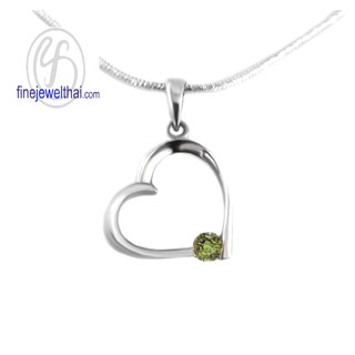 Finejewelthai จี้-เพอริดอท-เงินแท้-จี้พลอย-หัวใจ-พลอยประจำเดือนเกิด/ Peridot-Pendant-Silver925 - P1102pd