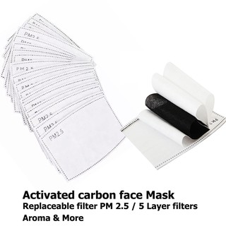 Aroma &amp; More แผ่นกรองคาร์บอน 5 ชั้นกรองฝุ่น PM2.5 เซต 10 ชิ้น Carbon Face Mask PM2.5 set 10pcs
