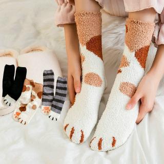 สินค้า ถุงเท้าขนแกะพิมพ์ลายแมวน่ารักสำหรับผู้หญิง