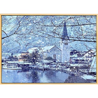 ชุดปักครอสติชพิมพ์ลาย ทิวทัศน์ แม่น้ำ เมือง หิมะ (Snow town cross stitch kit)