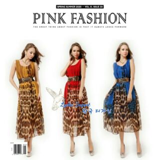 พร้อมเข็มขัด Leopard Madame Maxidress แม็กซี่เดรสตัวยาวผ้าชีฟองลายเสือดาวสุดเก๋