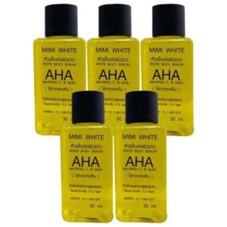 MIMI WHITE AHA เซรั่ม บำรุงผิวสูตรเข้มข้น เร่งผิวขาว 30ml. (5 ขวด)