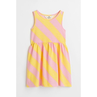 สินค้า H&M ชุดเด็ก เดรสเด็กผู้หญิง เดรสแขนกุด ลายทางเฉียง แถบสีชมพูสลับเหลือง Sleeveless dress