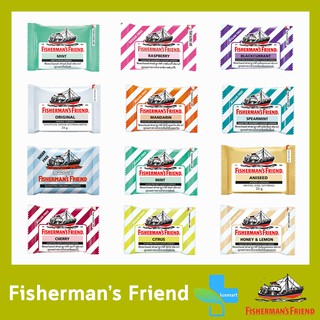 Fisherman's Friend ฟิชเชอร์แมนส์ เฟรนด์ ลูกอมปราศจากน้ำตาล ขนาด 25 กรัม [1 ซอง] Fisherman เลือกได้ ทุกรสชาติ