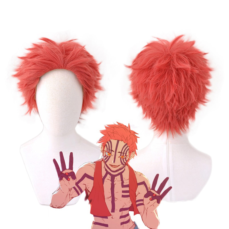 fantasy-dragon-store-anime-demon-slayer-kimetsu-no-yaiba-komaji-akaza-red-short-wig-wig-cosplay-costume-demon-slayer-h