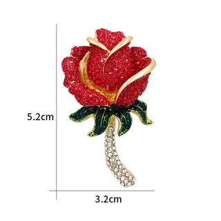 มาใหม่ เข็มกลัด รูปดอกกุหลาบ ประดับคริสตัล พลอยเทียม สีแดง สีชมพู เครื่องประดับ แฟชั่นสําหรับผู้หญิง งานแต่งงาน