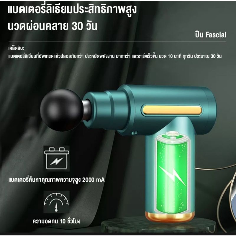 massage-gun-ที่นวดไฟฟ้าคลายกล้ามเนื้อ-ปืนนวดไฟฟ้าพกพาสะดวกแถมฟรีหัวนวด4แบบ