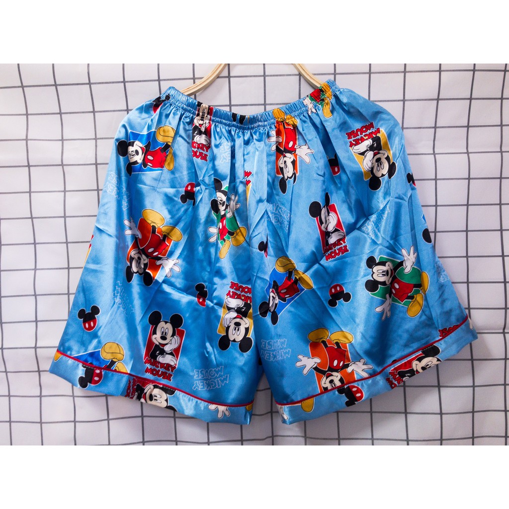 ชุดนอนซาติน-มิคกี้-disney-pajamas-set-ชุดนอนแขนสั้นขาสั้น