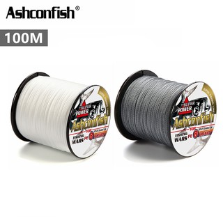 ภาพขนาดย่อของสินค้าAshconfish สายเบ็ดตกปลา Dyneema สีขาว สีเทา สาย PE ถัก 8 เส้น ยาว 100 เมตร