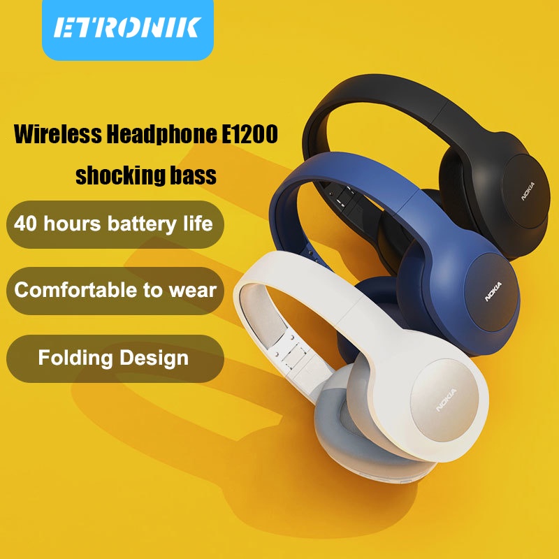 ภาพหน้าปกสินค้าETRONIK Nokia E1200 Bluetooth 5.0 ซับวูฟเฟอร์ 40H หูฟังแบบสปอร์ตแบบพับได้พร้อมไมโครโฟน SBC Audio หูฟังชนิดใส่ในหูสำหรับโทรศัพท์, แล็ปท็อปพีซีเกม