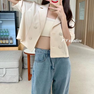 ภาพขนาดย่อของภาพหน้าปกสินค้า𝙁.𝙔 𝙨𝙩𝙪𝙙𝙞𝙤𝙨  พร้อมส่ง NO.102 เสื้อสูท เสื้อ2ชิ้น เสื้อครอปสูท+เสื้อเกาะอก สีพื้น สไตล์เกาหลี มี3สี สำหรับผู้หญิง จากร้าน f.y_studios บน Shopee ภาพที่ 5