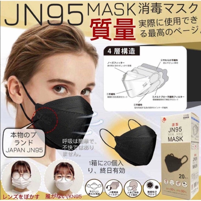 พร้อมส่ง-กล่องละ20-ชิ้น-made-in-japanหน้ากาก-jn95-mask-นำเข้าจากญี่ปุ่น-japan-quality