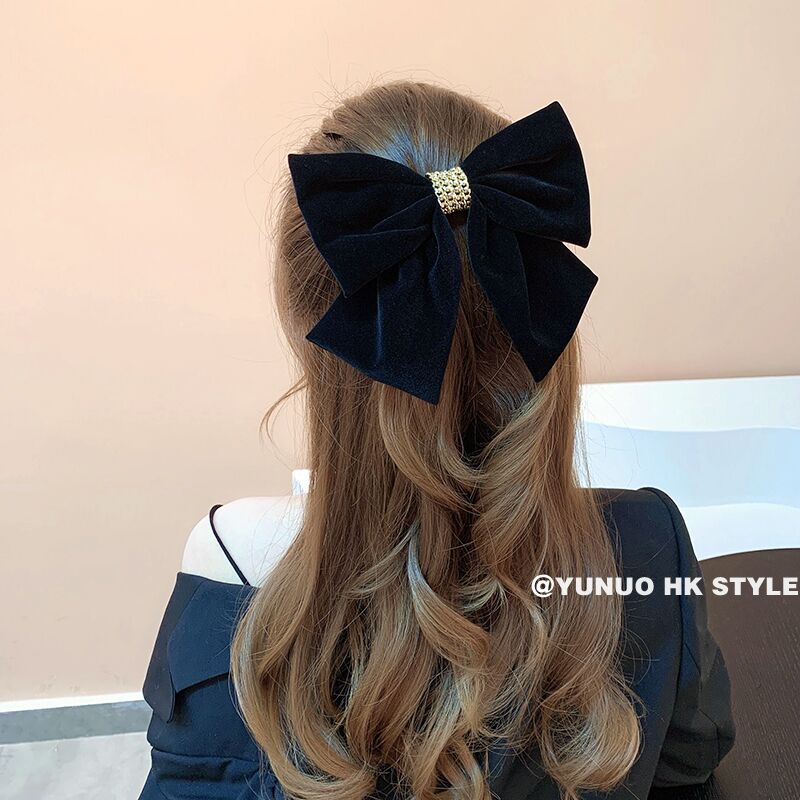 กิ๊บติดผม-ผ้ากํามะหยี่-ประดับโบว์-ขนาดใหญ่-สีแดง-สไตล์เกาหลี-สําหรับผู้หญิง