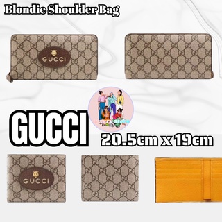 กุชชี่ GUCCI Wallet กระเป๋าใส่เหรียญ/ลายพิมพ์คลาสสิก /สไตล์ผู้ชาย/กระเป๋าสตางค์ใบยาว/สินค้าลดราคาปลอดภาษี