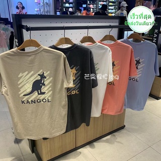 เสื้อยืดแขนสั้นลําลอง คอกลม ผ้าฝ้ายแท้ พิมพ์ลายกราฟฟิติจิงโจ้ KANGOL แฟชั่นฤดูร้อน สําหรับผู้ชาย และผู้หญิง