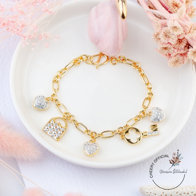 พร้อมส่ง-สร้อยข้อมืออิตาลี18k-สร้อยข้อมือสีทอง18k-สร้อยข้อมือเกาหลีทอง24k