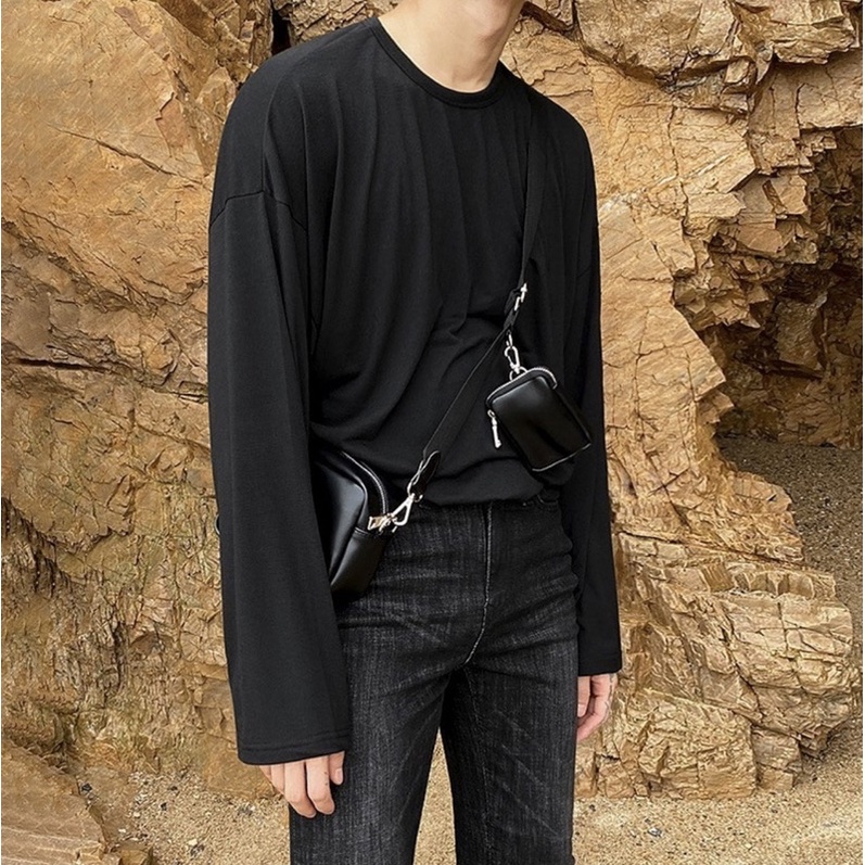 กระเป๋าคาดอก shoulder bag + pouch จุของได้เยอะ ใส่โทรศัพท์ได้ สะพายข้าง