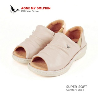 [ลิขสิทธิ์แท้] Aone My Dolphin - WD71  รองเท้าหนังแท้เพื่อสุขภาพ รุ่นหน้าหย่น