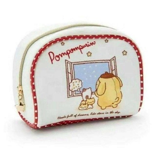 กระเป๋าสำอางค์ Pom PomPurin งานป้าย Sanrio เนื้อผ้ากำมะหยี่ ด้านในมีช่องแบ่ง ขนาด 15*8*14 cm.
